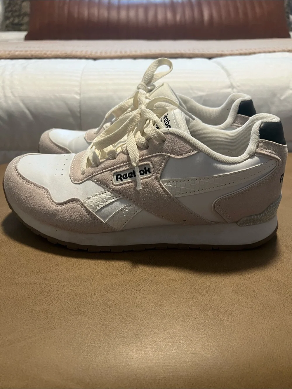 Reebok Cream and white Women's Retro Athletic Sneakers